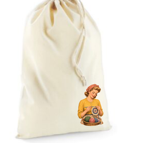 Bij Franka Project Bag 25x30 cm vintage vrouw met geel shirt