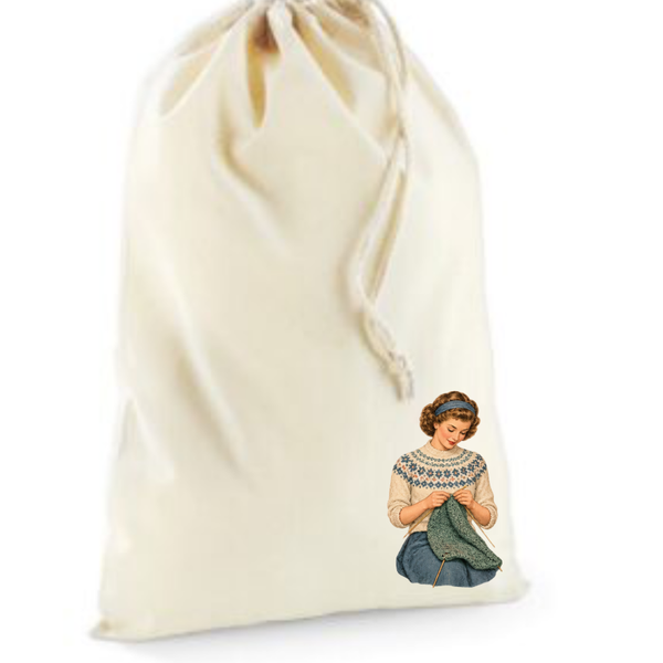 Bij Franka Project Bag vintage 25x30 cm meisje met gebreide trui