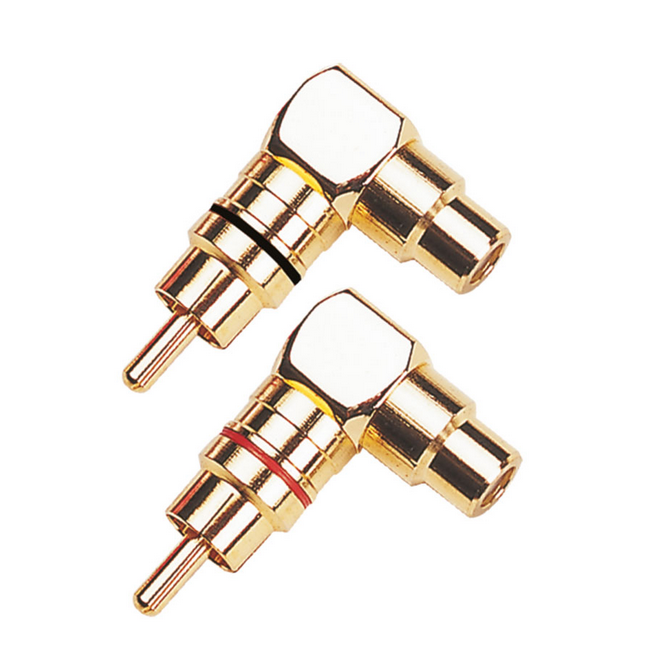 ACV RCA Adapter right - angled small 90° 1 x red / 1 x black