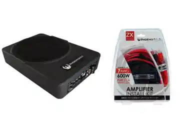 Phoenix Gold ZR10P 10 inch Active underseat subwoofer + wiringkit