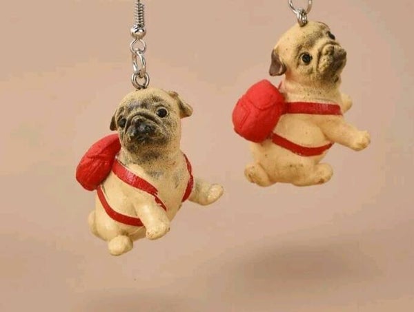 pug dog earrings
