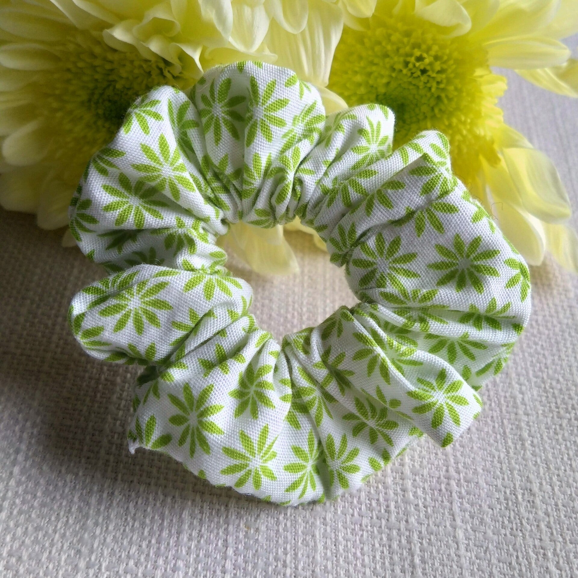 Lime bloom mini scrunchie
