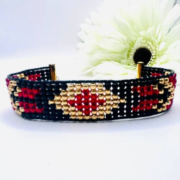 Royal ember seed beads weefarmband