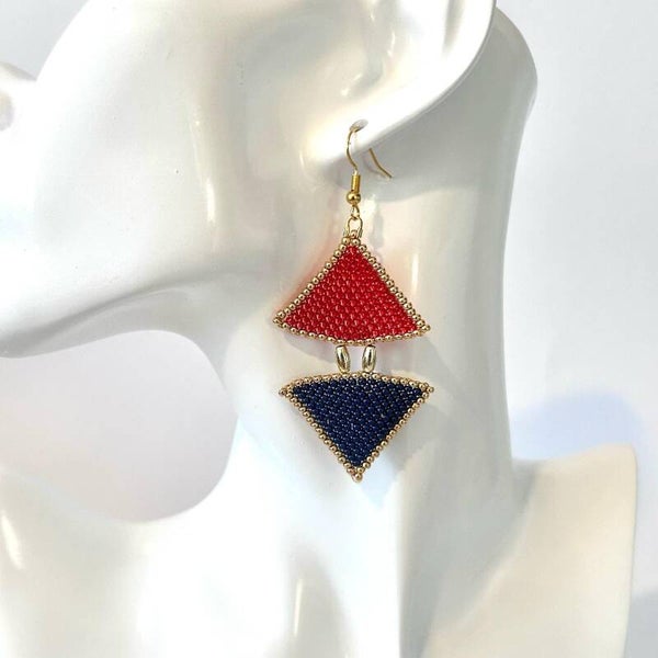 Dual horizon beaded oorbellen