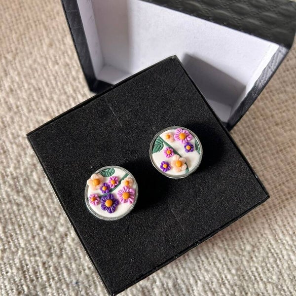 Fleur d’Argile Collection - Silver bloom stud oorbellen