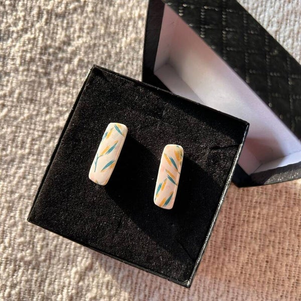 Leafprint stud oorbellen