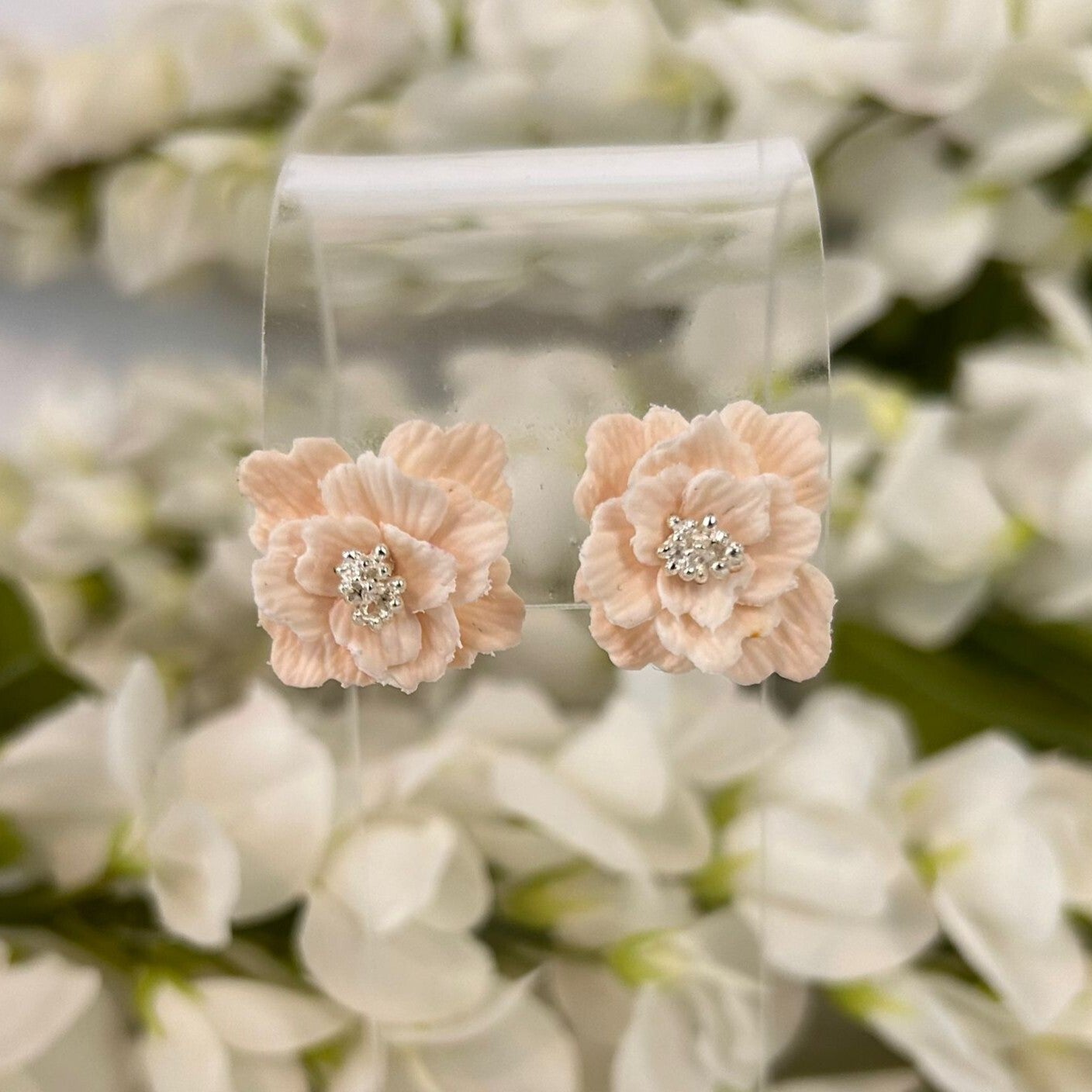 Botanica stud - ivoor (zilver en goud)