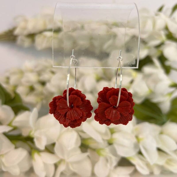 Botanica hoops – Merlot met gouden of zilveren oorring