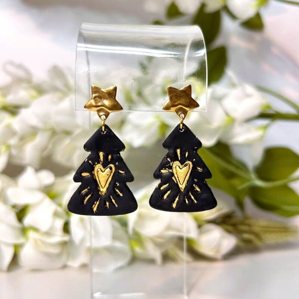 Golden star tree hangende oorbellen