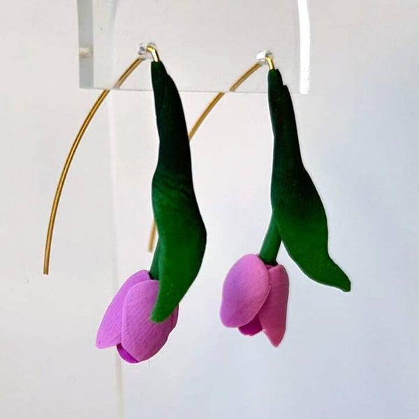 When tulips bloom oorbellen – amethyst tulip hooks