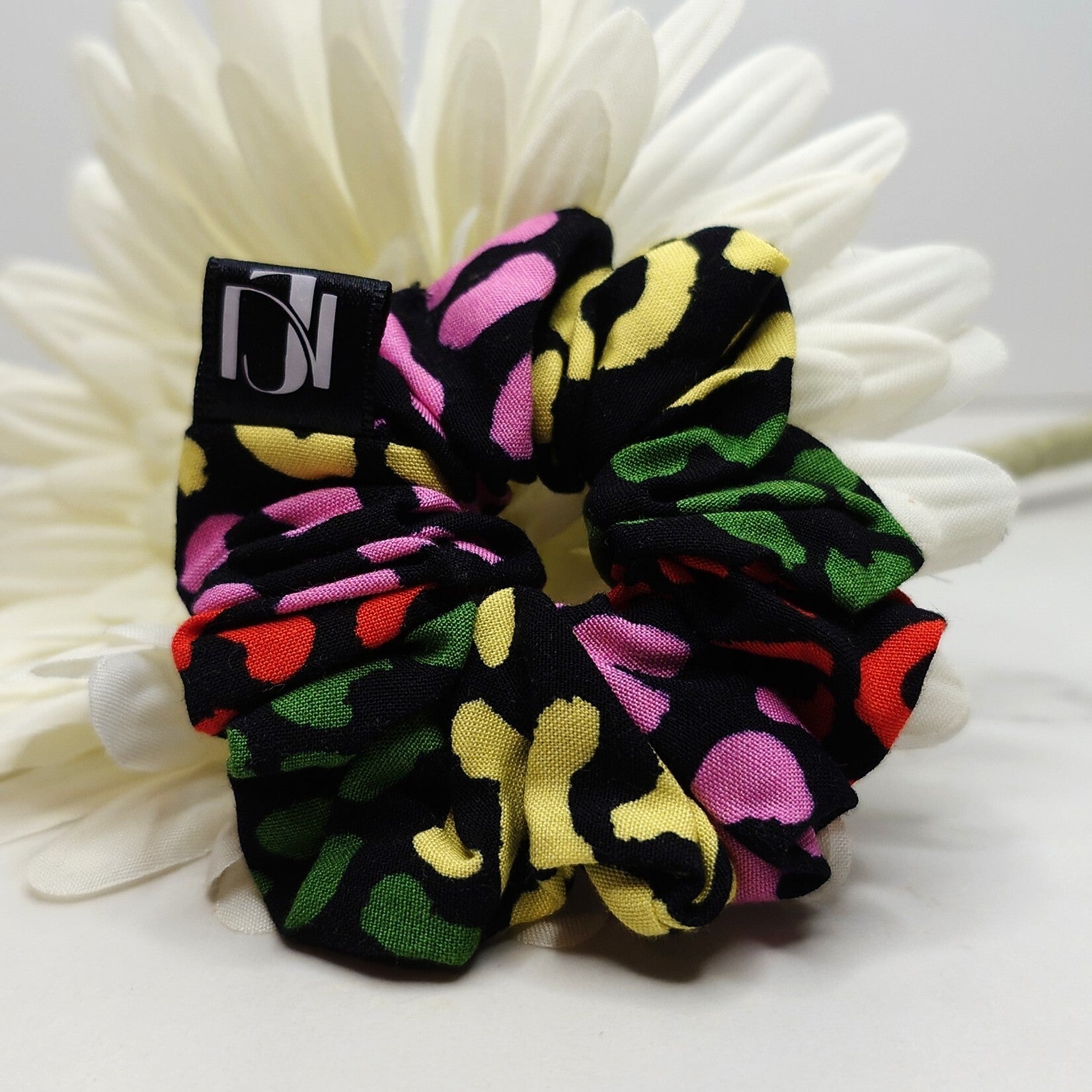 Neon safari mini scrunchie
