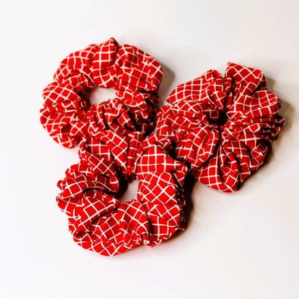 Cherry checkered small scrunchie
