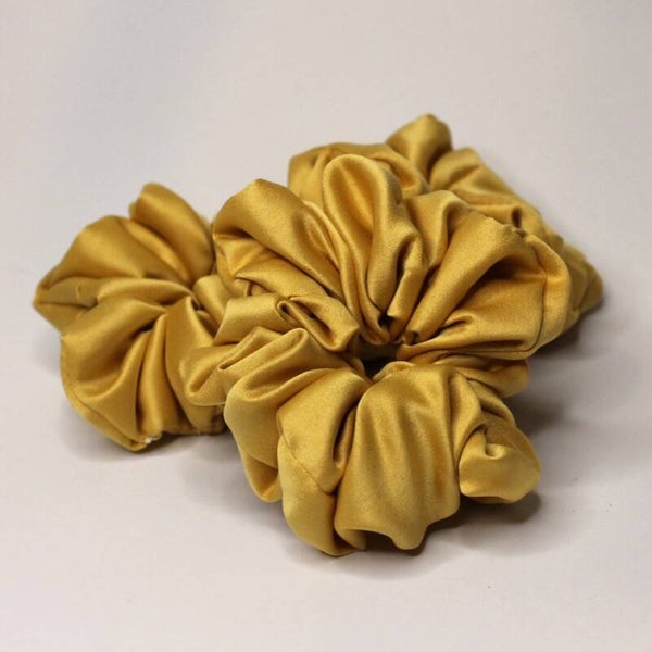 Golden glow small satin scrunchie