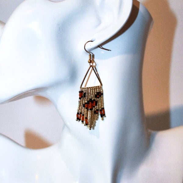 Golden jungle beaded oorbellen