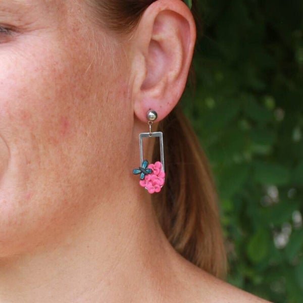 Butterfly blossom bloemen oorbellen