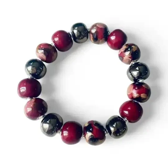 Kazuri armband Bordeaux mix