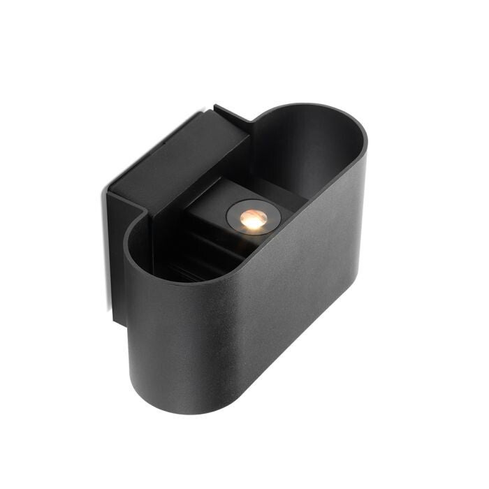 Corvo | wandlamp | ovaal zwart | up & down | warmwit | dimbaar | OutdoorPro+ | 12 volt
