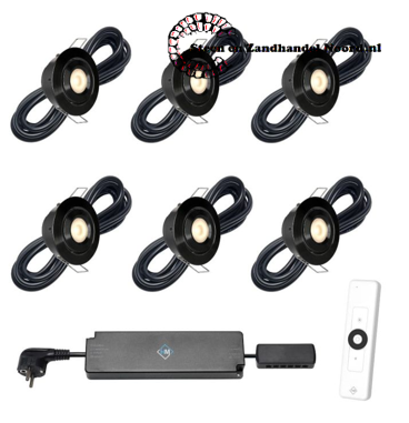 Cree LED veranda inbouwspot Toledo zwart ab | kantelbaar | warmwit | set van 6, 8, 10 of 12 stuks