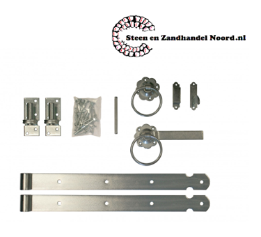 Traditioneel klinkstel met hengen en duimen, t.b.v. houten deuren en hekpoorten