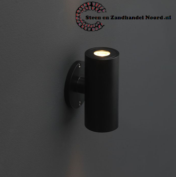 Cree LED wandlamp Amadora | zwart | warmwit | rond | 2 x 1,5 watt | up & down