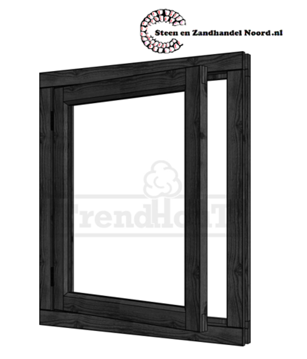 Steel Look vleugelraam - linksdr, raam:754x905mm+kozijn:888x1039mm