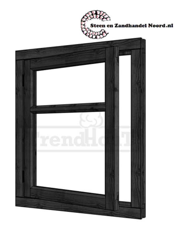 Steel Look vleugelraam - linksdr, raam:754x905mm+kozijn:888x1039mm