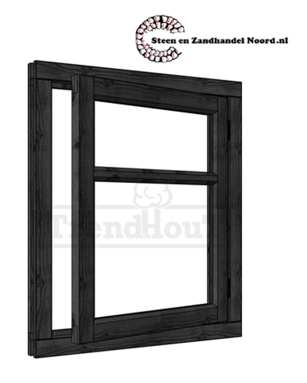 Steel Look vleugelraam - rechtsdr, raam:754x905mm+kozijn:888x1039mm