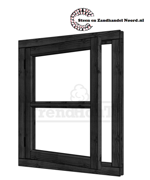 Steel Look vleugelraam - linksdr, raam:754x905mm+kozijn:888x1039mm