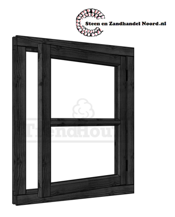 Steel Look vleugelraam - rechtsdr, raam:754x905mm+kozijn:888x1039mm