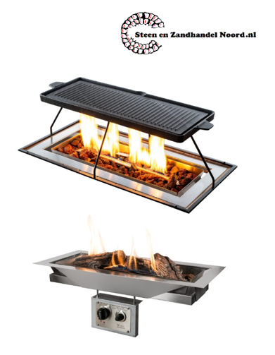 Set Inbouwbrander Rechthoek + Grillplaat