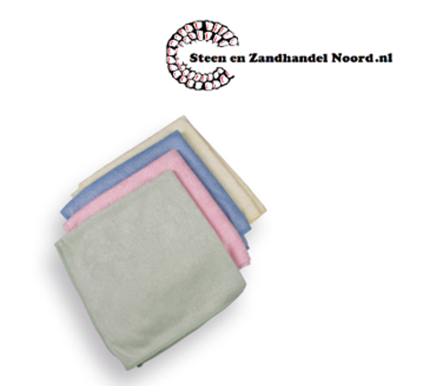 Microvezeldoek set Blauw - Rose - Geel - Groen (verpakt / prijs per 4)
