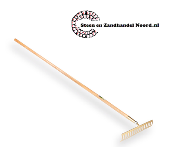 Tuinhark OFFNER 16 tands GEBOGEN, met gelakte essen steel 170 x 2,9 cm