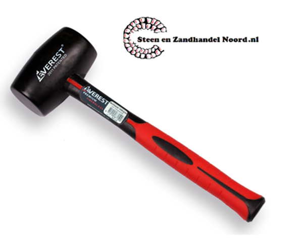 Rubberhamer EVEREST 1000 gram met fiberglassteel. Hard 90 shore. (gewicht hamerkop 320 gram)