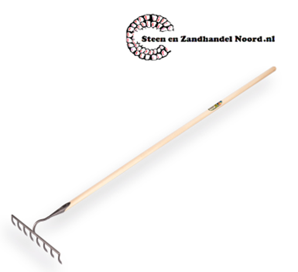 Bouwhark gesmeed, met 8 vierkante tanden, met steel 160 x 3,2 cm., exc. punt