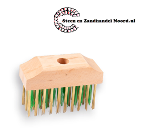 Onkruidborstel, afmeting 14x6cm, met 2 rijen staaldraad en 3 rijen PPN, zonder steel