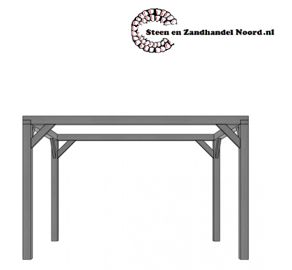 Vuren pergola houtpakket 300 x 400 cm t.b.v. strakdoek 292 x 392 cm, zwart gedompeld.