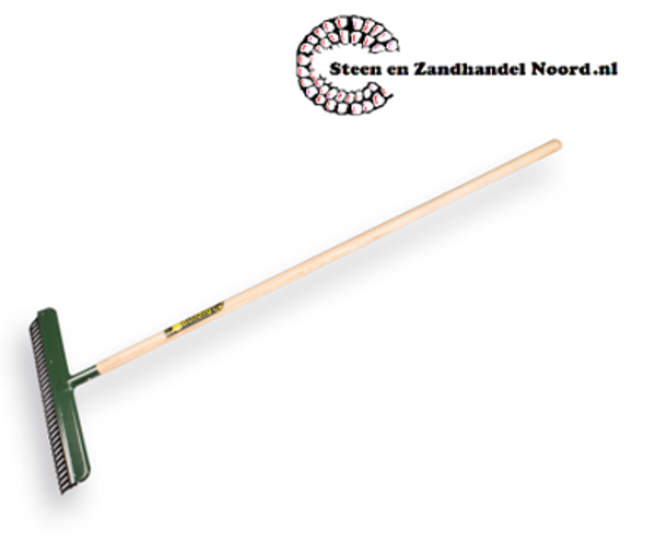 Bladhark BULLDOG 33 rubber tanden, met gelakte Essen steel 135 x 3,0 cm