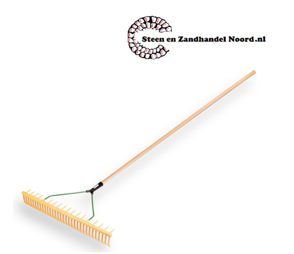 Grashark - Hooihark JOST kunststof 32 t. gebogen en 16 haakse tanden met Tauari steel 160 x 2,8 cm