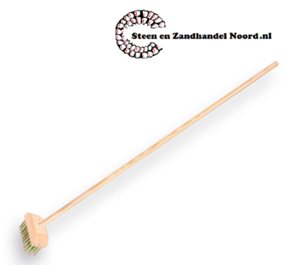 Onkruidborstel, afmeting 14x6cm, met 2 rijen staaldraad en 3 rijen PPN met STEEL 150x2,8 cm