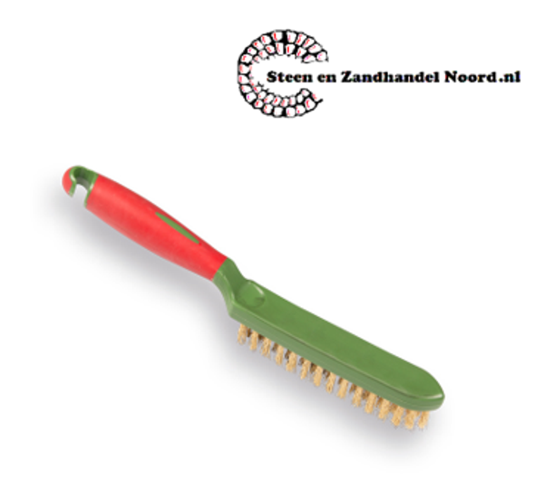 Handborstel, groen/rood, met gegolfd staaldraad