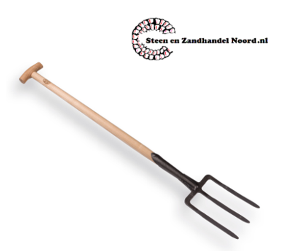 Spitvork De WIT 3 tanden, met dubbele veer, met steel 90 cm
