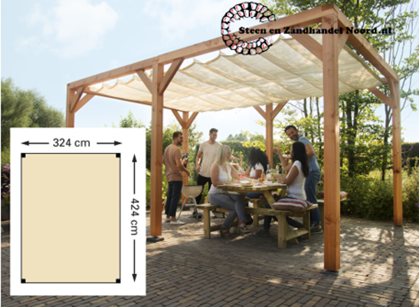 Douglas pergola houtpakket 324 x 424 cm t.b.v. schaduwdoek 290 x 400 cm, kleurloos geïmpregneerd