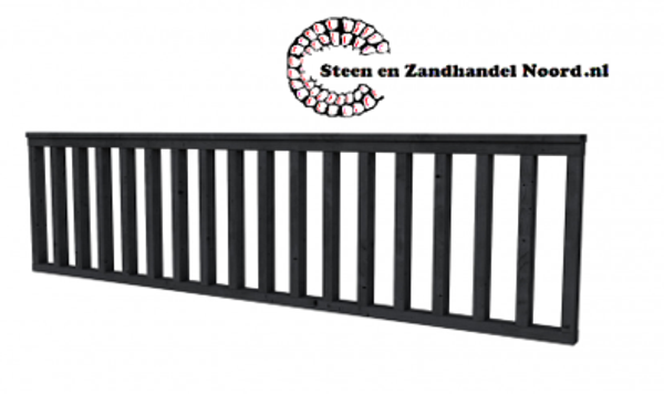 Hekwerk recht Douglas type C, 278,5 x 73 cm, zwart geïmpregneerd