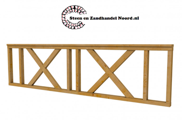 Hekwerk met kruis douglas type C, 278,5 x 73 cm, groen geïmpregneerd