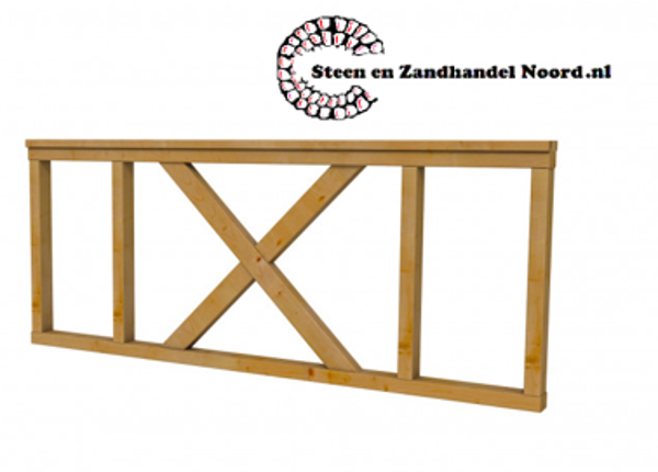 Hekwerk met kruis douglas type A, 178,5 x 73 cm, groen geïmpregneerd