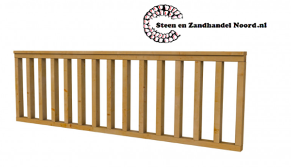 Hekwerk recht douglas type B, 228,5 x 73 cm, groen geïmpregneerd