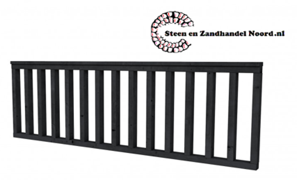 Hekwerk recht douglas type B, 228,5 x 73 cm, zwart geïmpregneerd