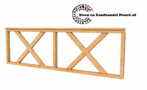 Hekwerk met kruis douglas type B, 228,5 x 73 cm, onbehandeld