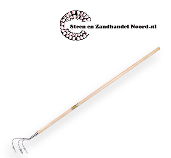 Cultivator 3 tands VERZINKT met steel 150 x 2,8 cm