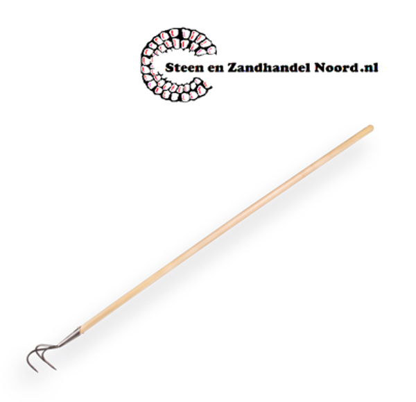 Krabber 3 tands, De Wit, met essen steel 150 cm
